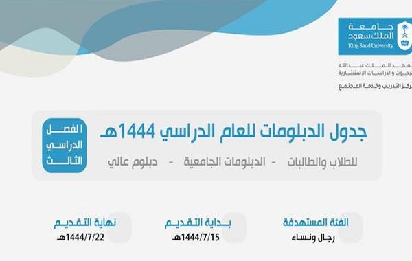 جامعة الملك سعود تفتح باب التسجيل في دبلومات الفصل الدراسي الثالث 1444.. رابط التقديم