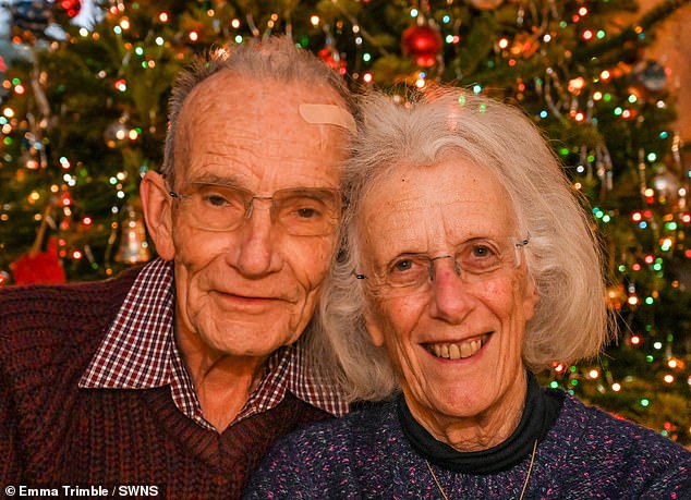 Christopher and Avril Rowlands, pictured this year, looked back on the day the bought the tiny fir with a smile