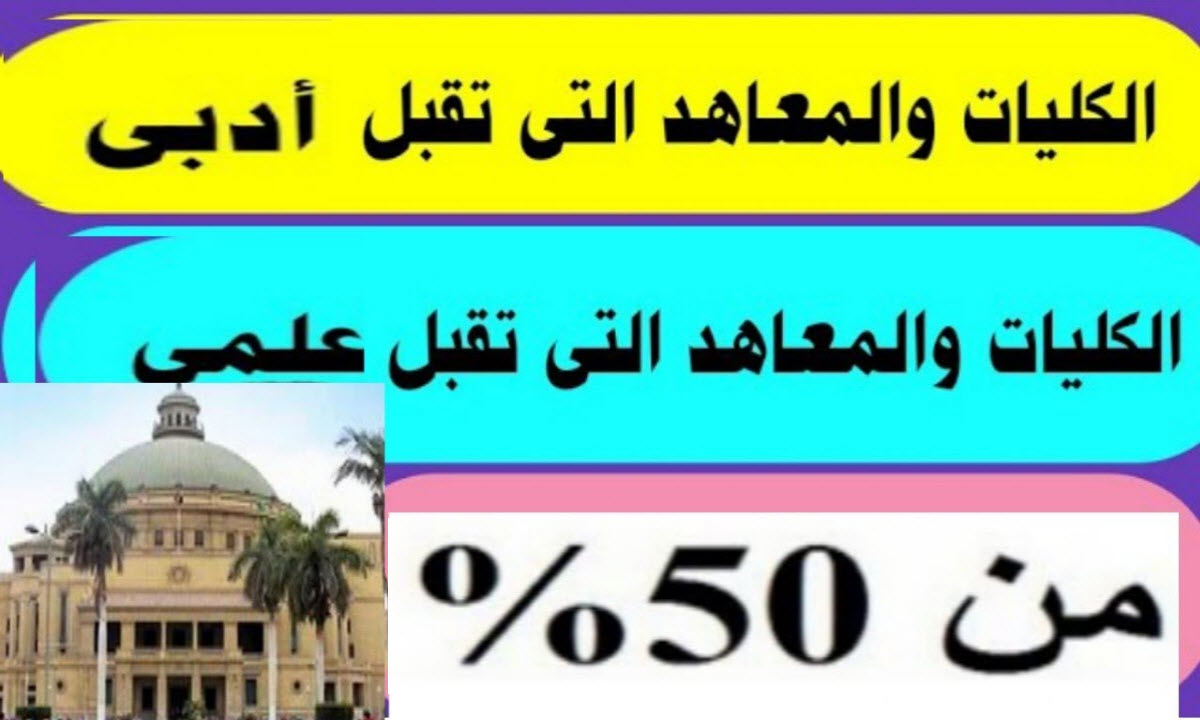 للشعبة العلمية والأدبية .. جامعات ومعاهد تقبل من 50% بجميع المحافظات 2025
