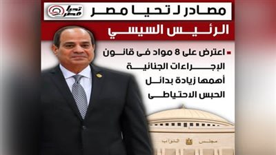 الرئيس السيسي اعترض على 8 مواد في مشروع قانون الإجراءات الجنائية