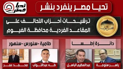 تحيا مصر ينفرد بنشر ترشيحات أحزاب التحالف على المقاعد الفردية بمحافظة الفيوم