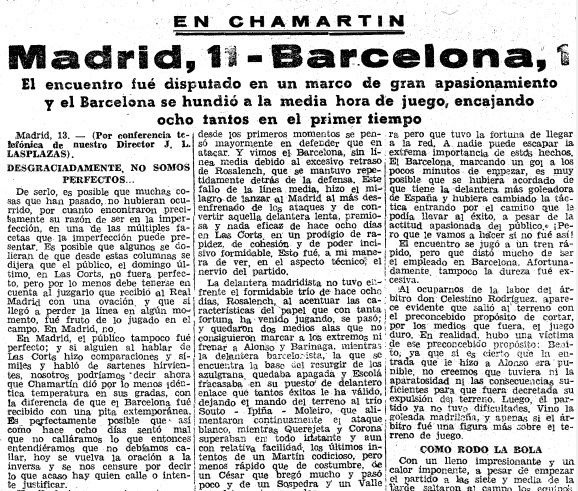 تغطية صحيفة Mundo Deportivo الكتالونية لإياب كلاسيكو الكأس سنة 1943.