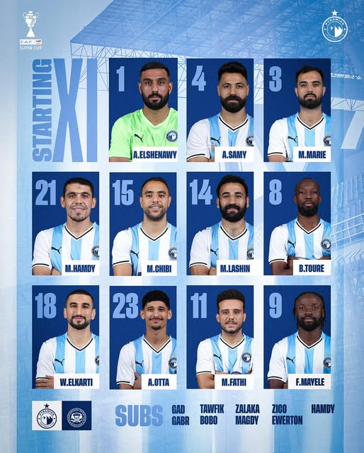 قد تكون صورة ‏‏‏كرة قدم‏، و‏كرة قدم‏‏ و‏تحتوي على النص '‏CAFIE س SUPER CUP A 154 1 STARTING 24 21 15 3 SY4 3 り.なら 소 A.ELSHENAWY A.SAMY M.MARIE 14 8 M.HAMDY M.CHIBI M.LASHIN 18 B.TOURE 23 မသာ 11 9 W.ELKARTI A.OTTA 日本视族 M.FATHI F.MAYELE SUBS GAD TAWFIK GABR BOBO ZALAKA MAGDY ZICO EWERTON HAMDY‏'‏‏