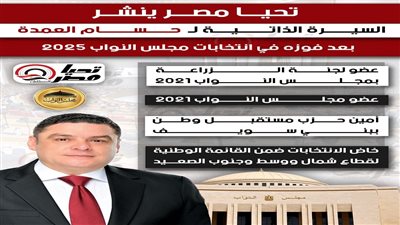تحيا مصر ينشر السيرة الذاتية لـ حسام العمدة بعد فوزه في انتخابات مجلس النواب 2025