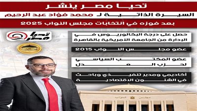 تحيا مصر ينشر السيرة الذاتية لـ محمد فؤاد عبد الرحيم بعد فوزه في انتخابات مجلس النواب 2025