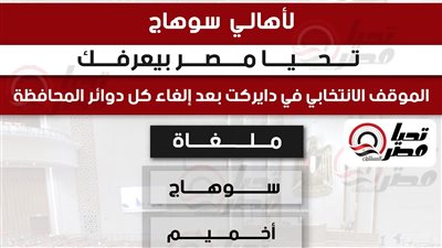 لأهالي سوهاج .. تحيا مصر بيعرفك الموقف الانتخابي في دايرتك بعد إلغاء كل دوائر المحافظة
