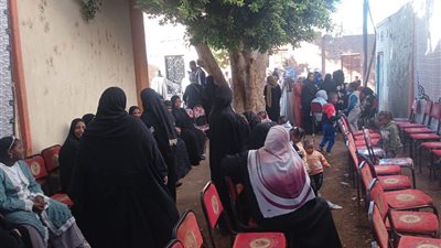 انتظام التصويت بمدرسة المنصورية الابتدائية في الدائرة الأولى بأسوان