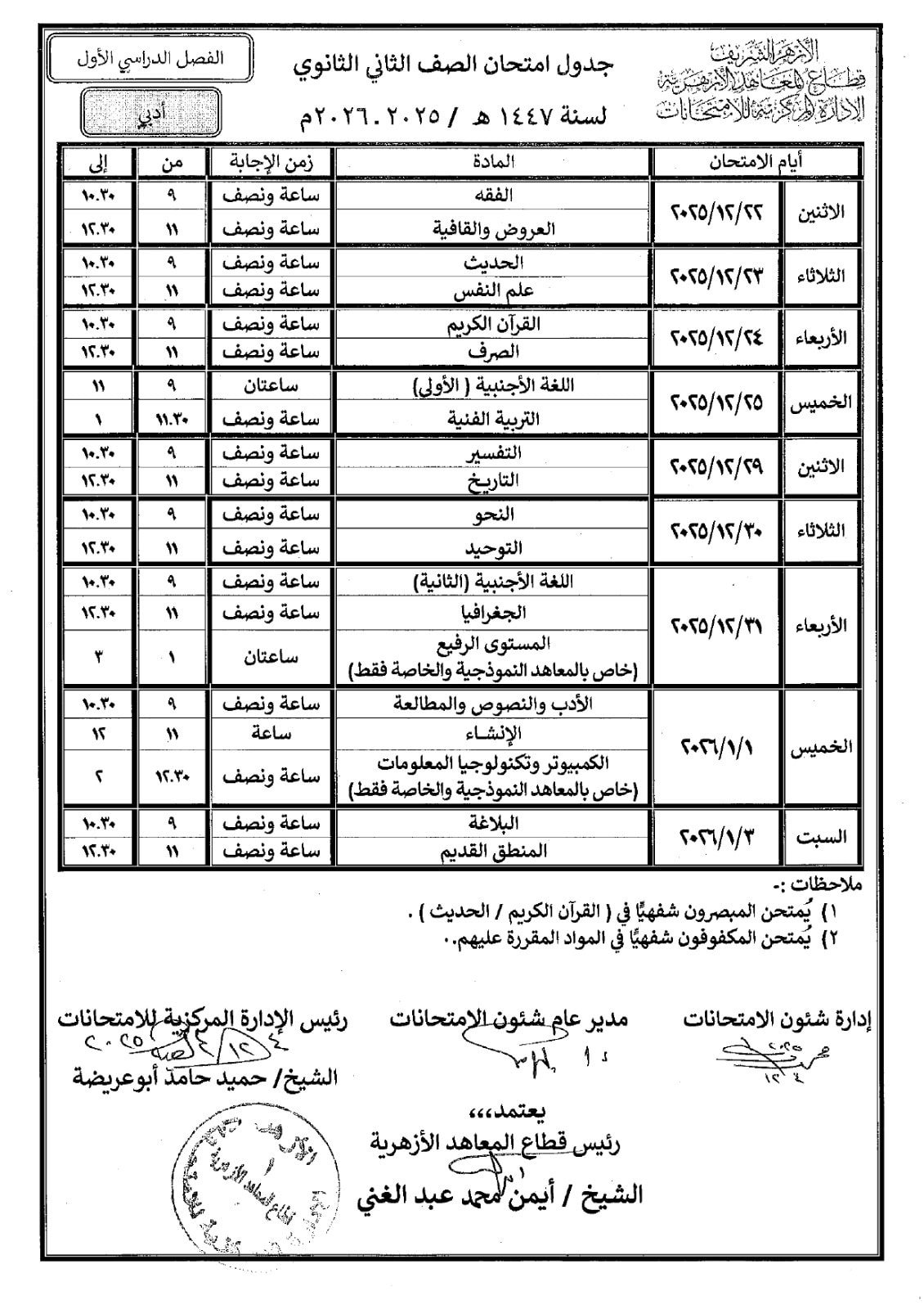 الصف الثانى الثانوى