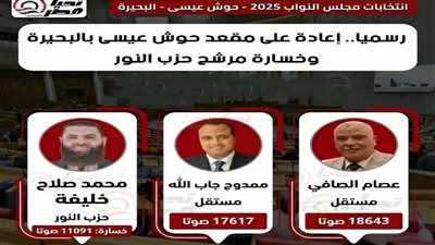 رسميا.. إعادة على مقعد حوش عيسى بالبحيرة وخسارة مرشح حزب النور