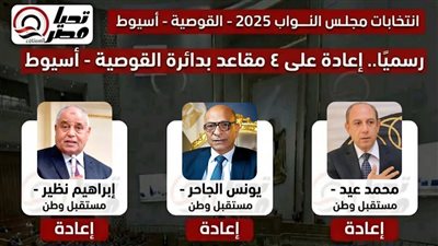 رسميًا.. إعادة على 4 مقاعد بدائرة القوصية بمحافظة أسيوط في انتخابات مجلس النواب