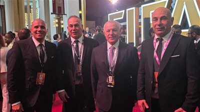 هاني أبوريدة ومحمد زيدان برفقة حسام وإبراهيم حسن في مقر الحفل