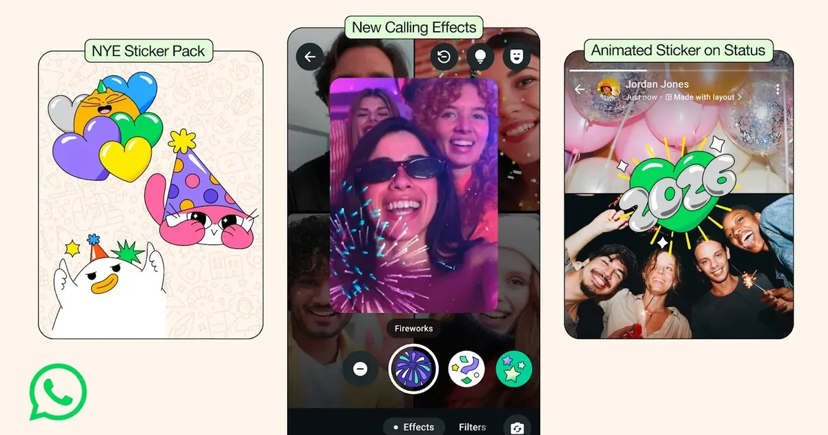 “واتساب” يطلق مزايا جديدة للاحتفال بالعام الجديد