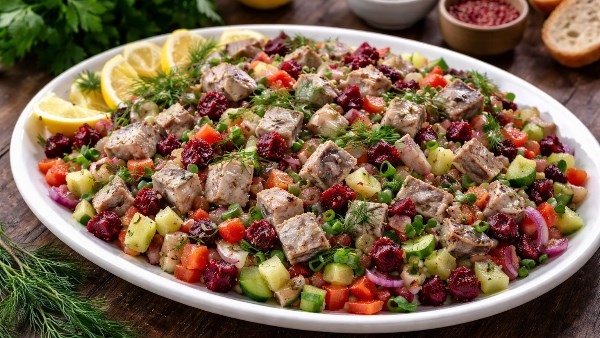 مع اقتراب شم النسيم.. طريقة سهلة لتحضير سلطة الرنجة الشهية