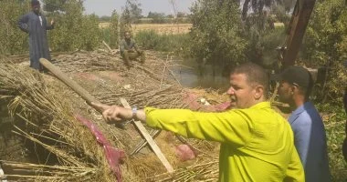 إزالة 15 حالة تعدٍ على أراضي طرح النهر بمركز منوف بالمنوفية